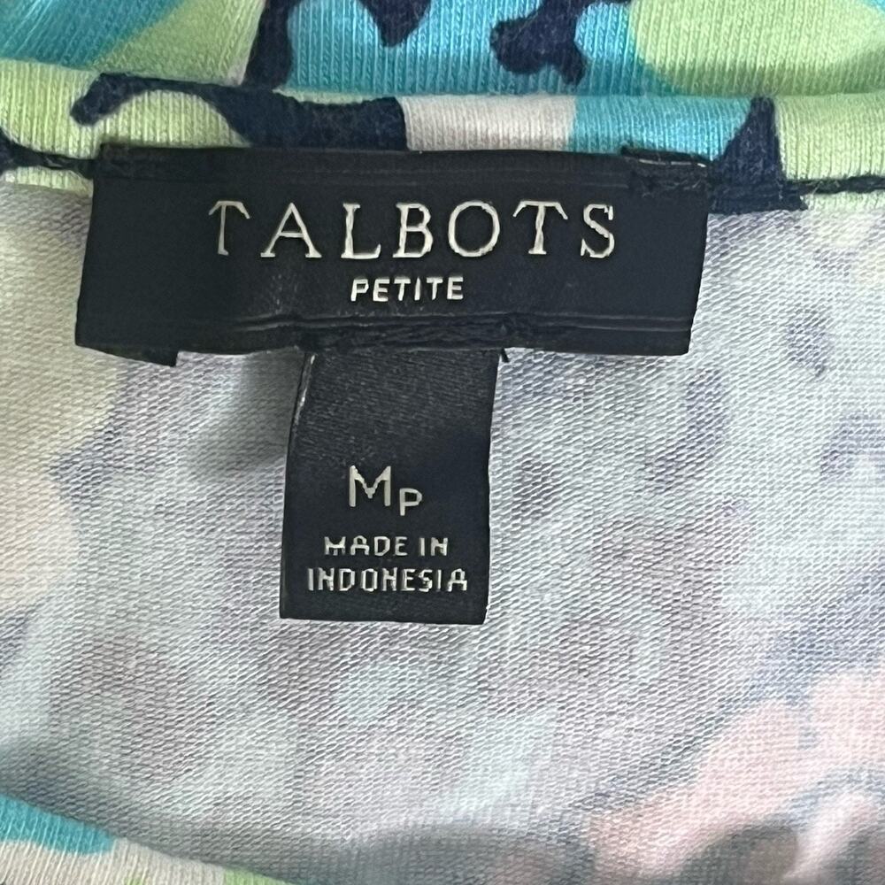Talbots Maxi Dress M Petite Filigree Floral Sleeveless Jersey Knit Stretch Mod - Picture 10 of 11